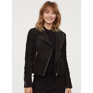 H&M FAUX SUEDE MOTO BIKER JACKET